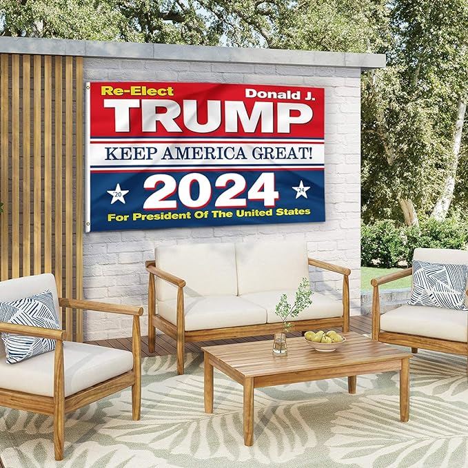 Trump Flag Blue Donald Trump Flags Support for President 2024 Banner - Keep America Great 3 x 5 feet with Two Brass Grommets