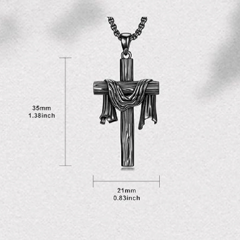 Black Resurrection Draped Cross Pendant Necklace