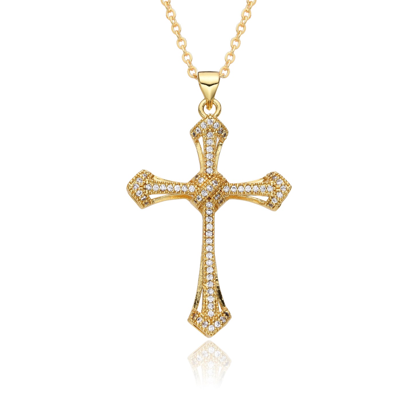 Gold Crystal Cross Pendant Necklace Collection