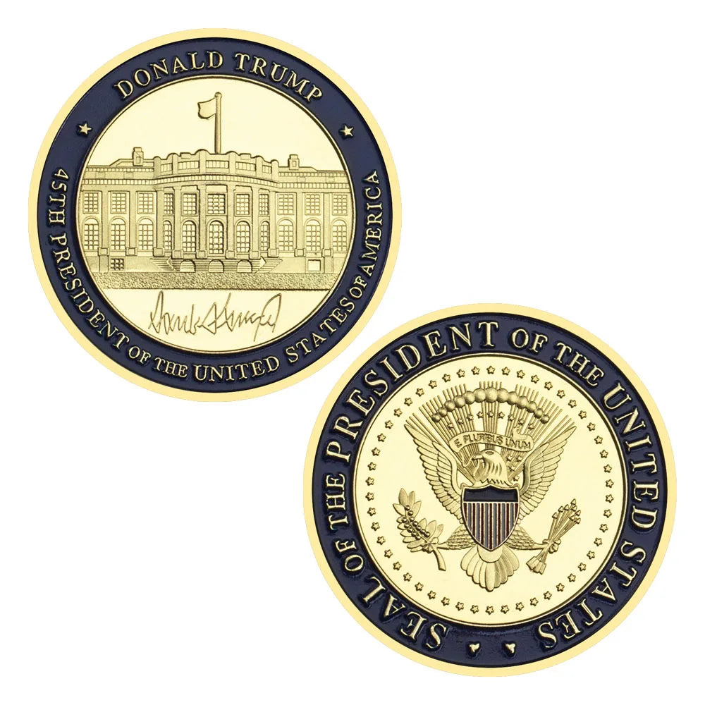 The White House Gold Plated Souvenirs and Gifts Gold Coins 45th President of United States Donald Trump Commemorative Coin
