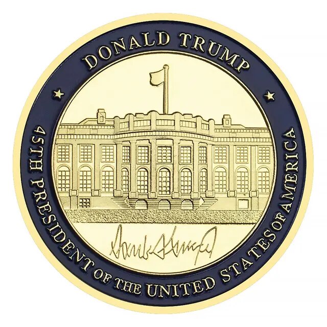 The White House Gold Plated Souvenirs and Gifts Gold Coins 45th President of United States Donald Trump Commemorative Coin