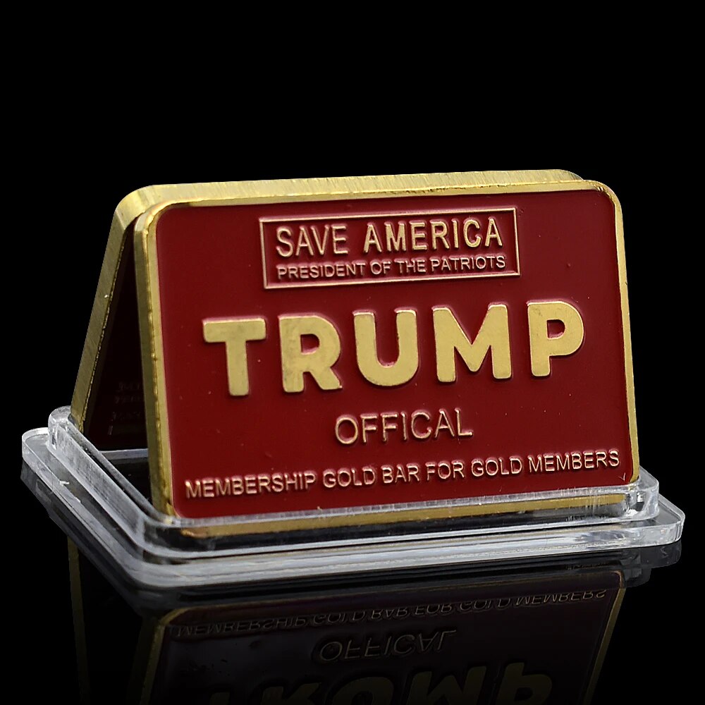 Trump 2024 Gold Bar Red Paint Square Commemorative Coin Trump Returns Medallion Fans Collect Gifts - US - Rare