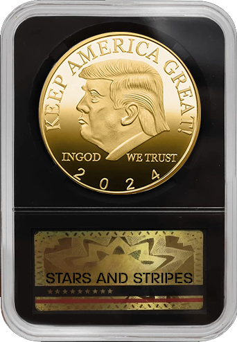 Limited Edition 2024 Non-currency Coin Commemorative Trump 24K Gold Plated American President Eagle Head Coin Badge of Honor (1x)