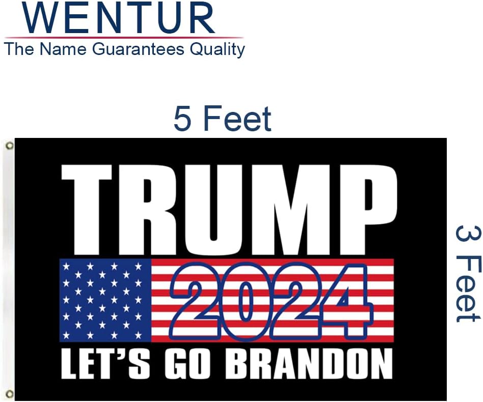 Trump 2024 Flag with Lets Go Branson 3x5 Feet Double Stitched Trump Flag 2024 with 2 Brass Grommets for Room Wall Durable Vivid Color Indoor Outdoor Garden Flags & Banners Sign (A Style Trump