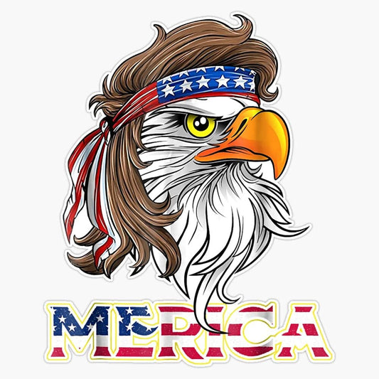 Trading Eagle Mullet - 4Th of July American Flag Merica USA Vinyl Sticker