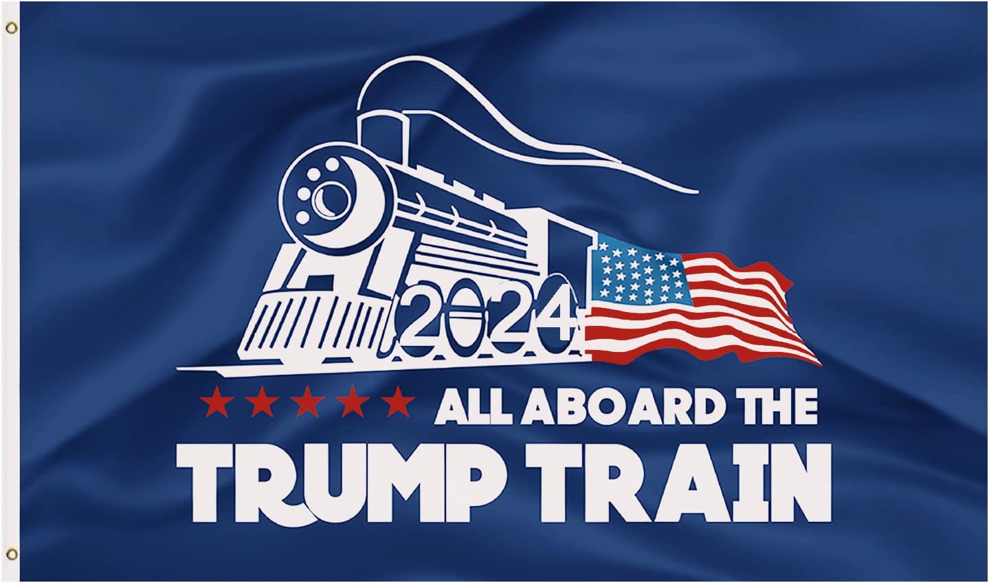 Trump Flag Train Donald Trump Flags Support for President 2024 Banner - All Aboard The Trump Train 3 x 5 feet with Two Brass Grommets