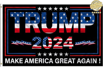 CiniQy Trump 2024 Flag - Make America Great Again - Double Sided 3Ply 200D Donald Trump for President 2024 Flag,3x5 FT Outdoor Indoor Banner with Two Brass Grommets Vivid Color and Fade Proof