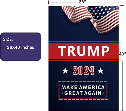 Donald Trump 2024 House Garden Flags- Make America Great Again - Double Sided Yard Flag Banner Lawn Outdoor Decoration Election Day 28x40 Inch