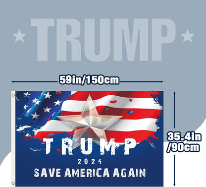 FSFLAG Trump 2024 Flag, Trump Flag 3x5 Feet Save America Again, Trump 2024 Flag for Room Wall Boat, Double Stitched Polyester Trump Flags Save America Again with 2 Grommets