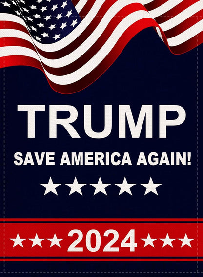 Trump 2024 Garden Flag Save America Again Vertical Double Sided 12.5x18 Inch Burlap Rustic Farmhouse Yard Outdoor Flag Décor