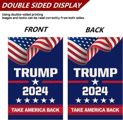 ANOER Donald Trump 2024 Take America Back Decorative Garden Flag Double Sided 12 x 18 Inch Outside Yard Lawn Decor