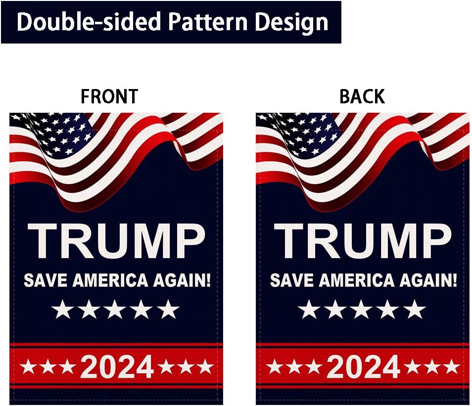 Trump 2024 Garden Flag Save America Again Vertical Double Sided 12.5x18 Inch Burlap Rustic Farmhouse Yard Outdoor Flag Décor