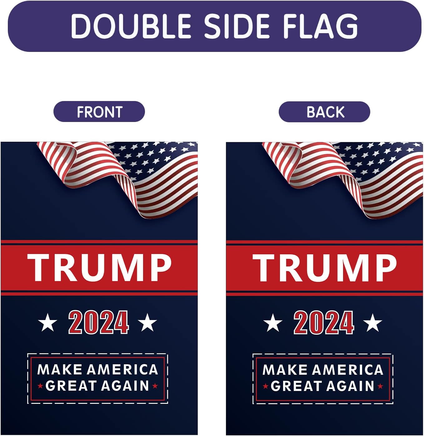 Donald Trump 2024 House Garden Flags- Make America Great Again - Double Sided Yard Flag Banner Lawn Outdoor Decoration Election Day 28x40 Inch