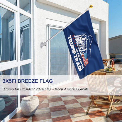 Trump Flag Train Donald Trump Flags Support for President 2024 Banner - All Aboard The Trump Train 3 x 5 feet with Two Brass Grommets