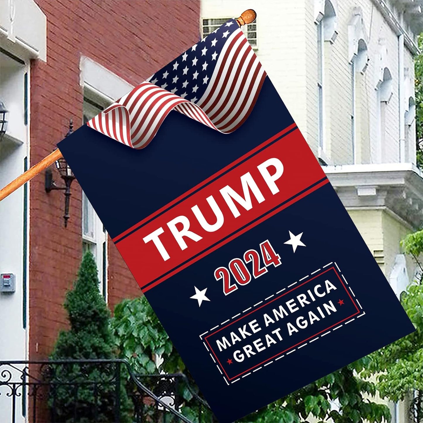 Donald Trump 2024 House Garden Flags- Make America Great Again - Double Sided Yard Flag Banner Lawn Outdoor Decoration Election Day 28x40 Inch