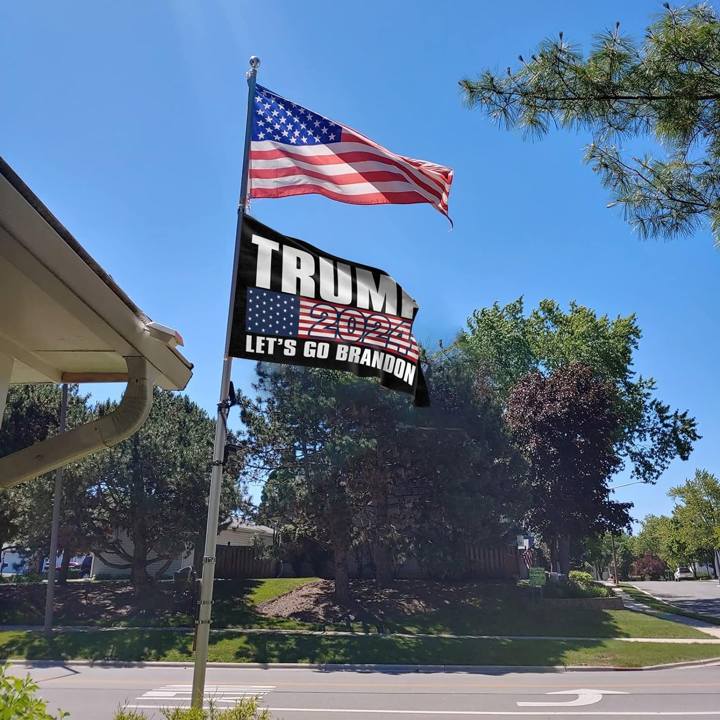 Trump 2024 Flag with Lets Go Branson 3x5 Feet Double Stitched Trump Flag 2024 with 2 Brass Grommets for Room Wall Durable Vivid Color Indoor Outdoor Garden Flags & Banners Sign (A Style Trump