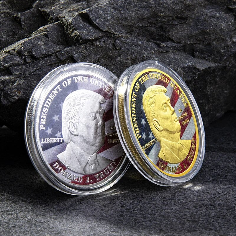 New Trump Commemorative Coin Bitcoin Virtual Coin Custom Pure Gold Sterling Silver Medal Commemorative Coin Scenic Coin