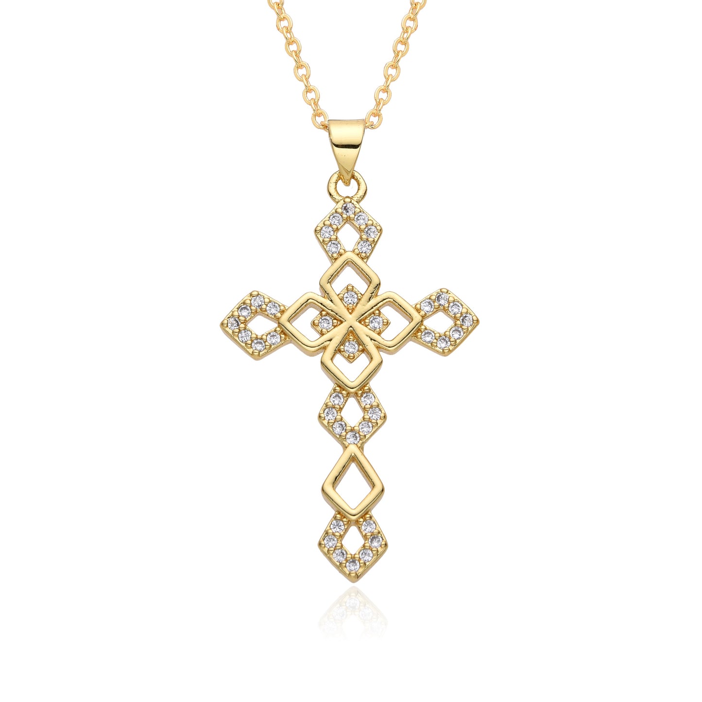 Gold Crystal Cross Pendant Necklace Collection