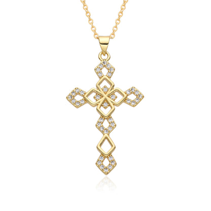 Gold Crystal Cross Pendant Necklace Collection