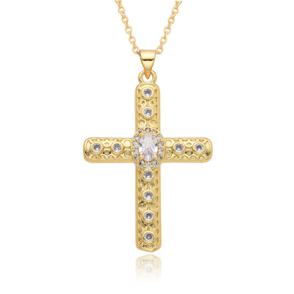Gold Crystal Cross Pendant Necklace Collection
