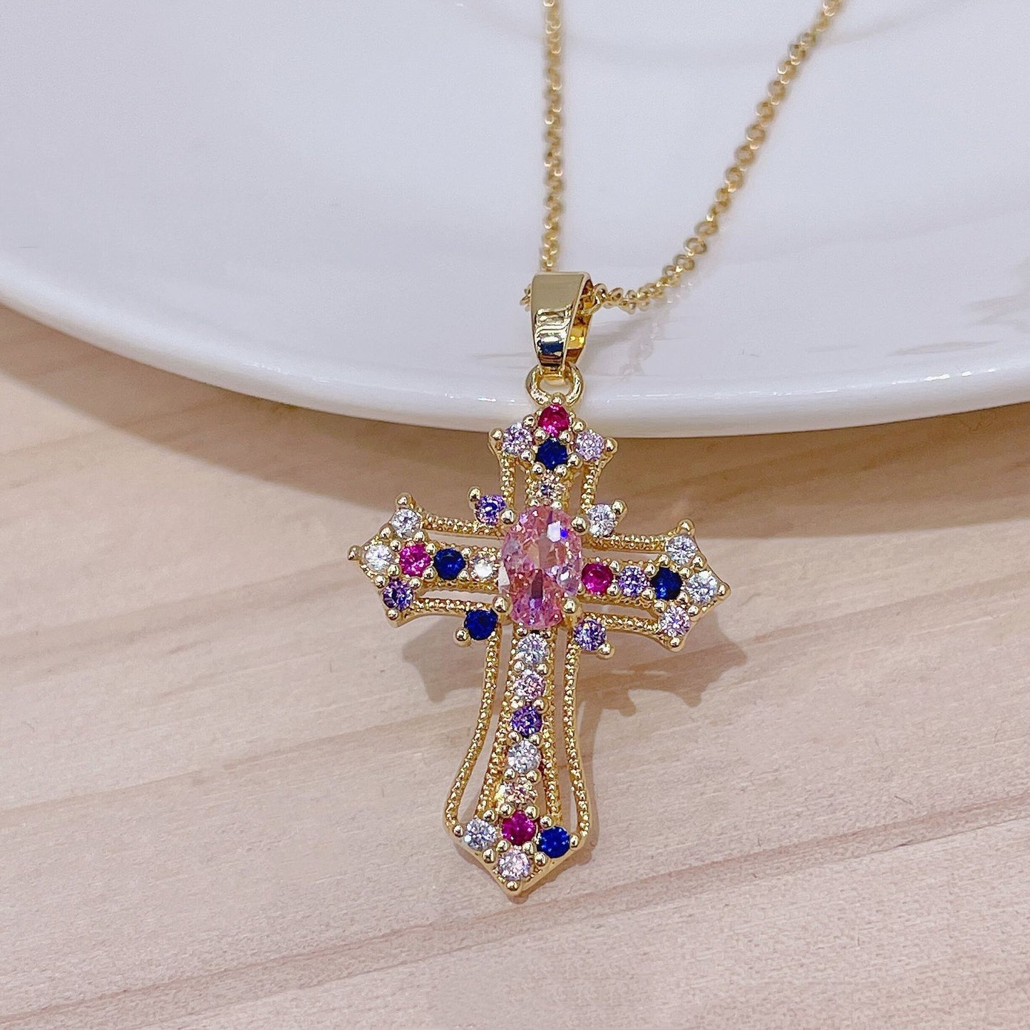 Gold Faith Cross Pendant Necklace Collection