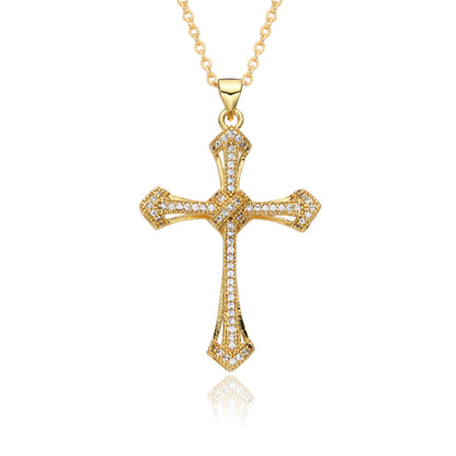 Gold Crystal Cross Pendant Necklace Collection