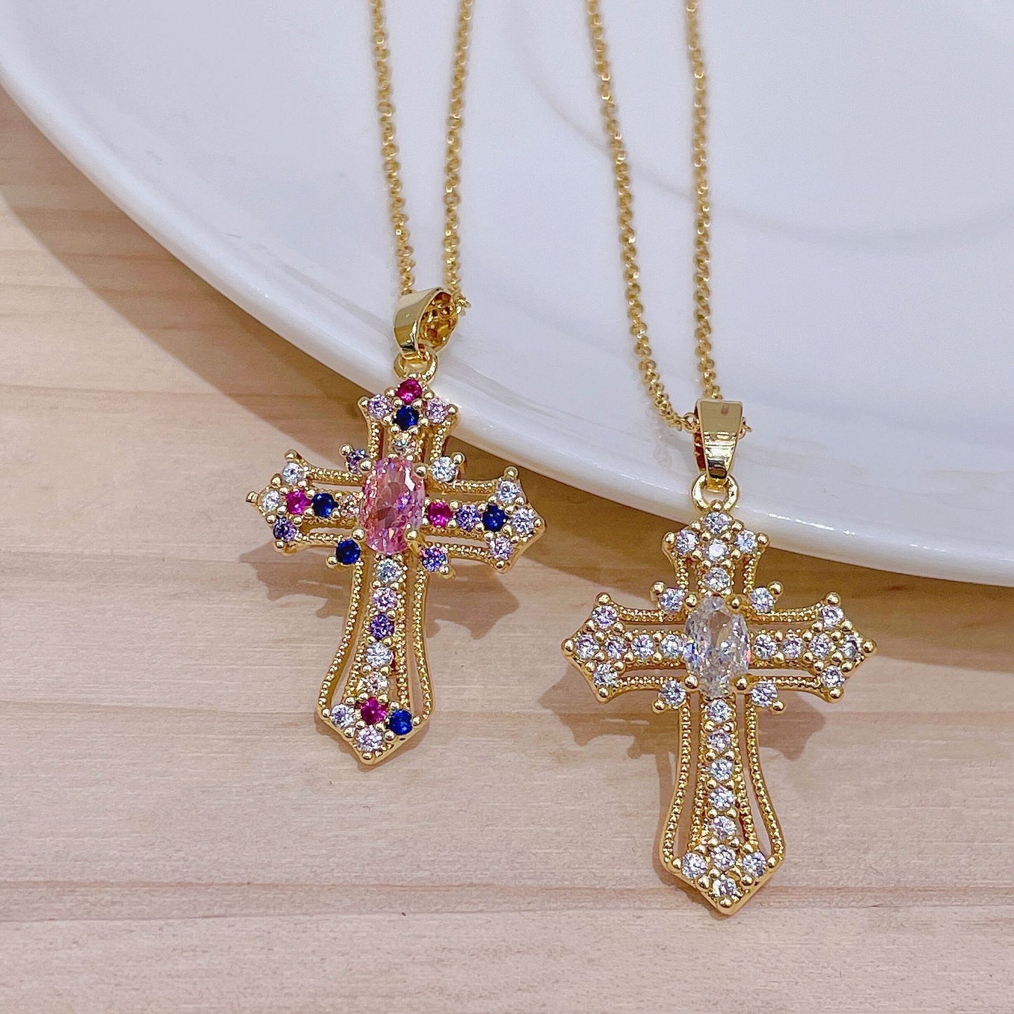 Gold Faith Cross Pendant Necklace Collection