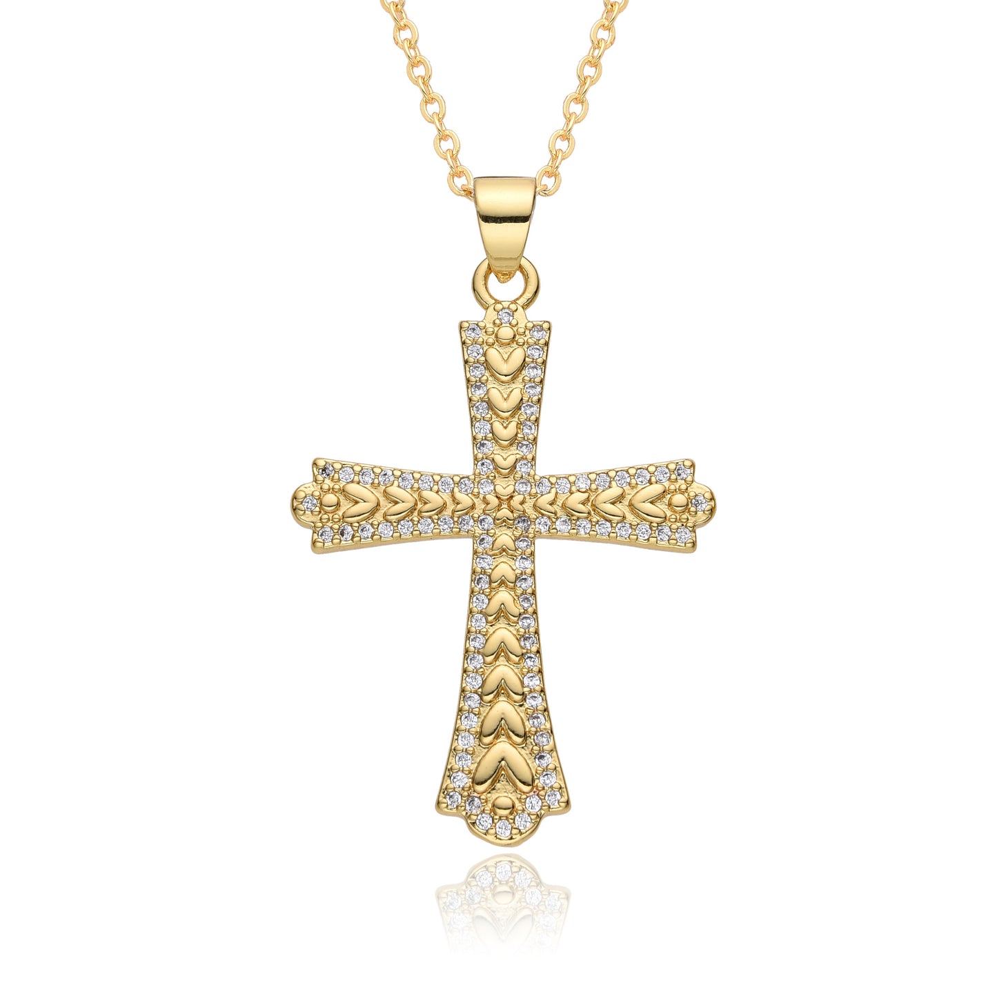 Gold Crystal Cross Pendant Necklace Collection
