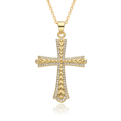 Gold Crystal Cross Pendant Necklace Collection