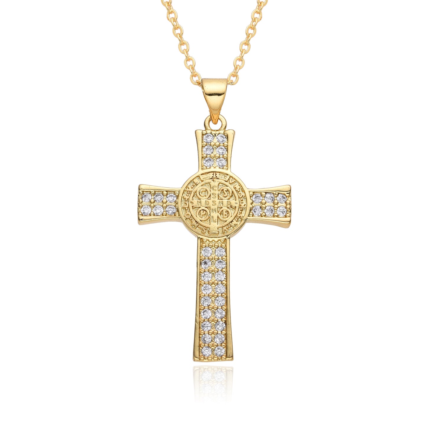 Gold Crystal Cross Pendant Necklace Collection