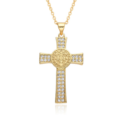 Gold Crystal Cross Pendant Necklace Collection