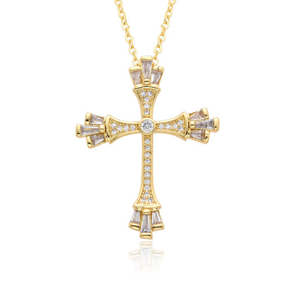 Gold Crystal Cross Pendant Necklace Collection